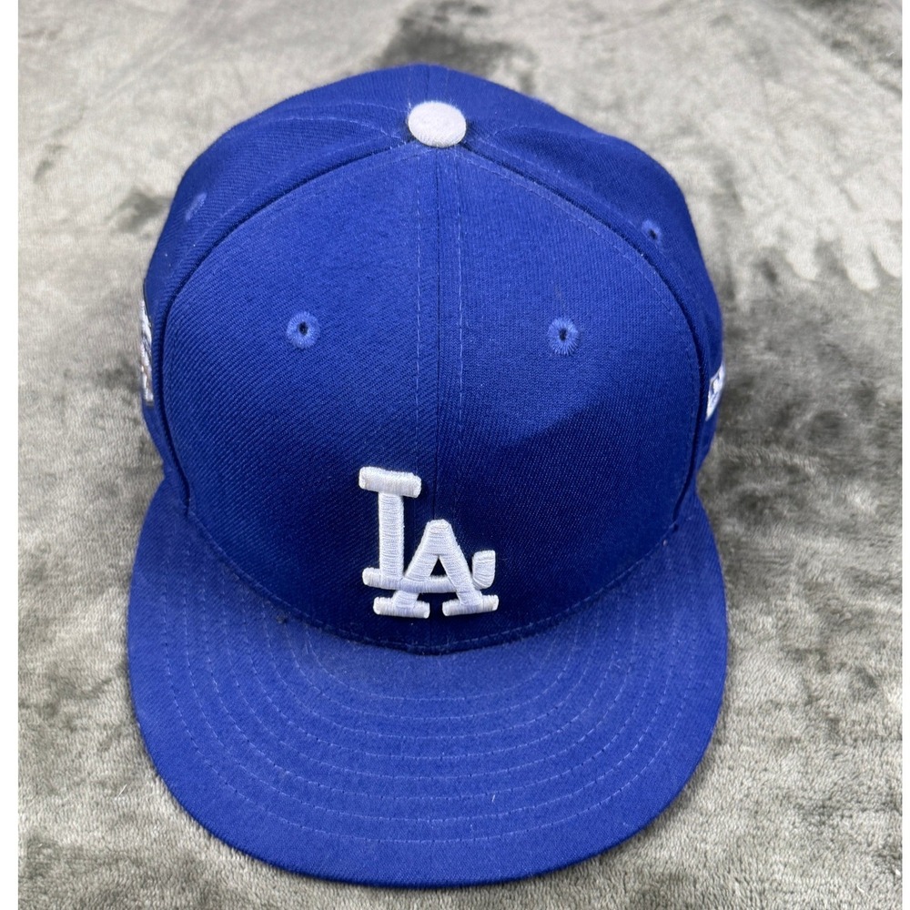 New Era 59FIFTY Los Angeles Dodgers 2018 World Series Patch Hat Blue Size 7 3/8 - Picture 1 of 8